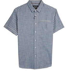 Stitch Note plaid casual button down shirt short sleeves 2XL blue